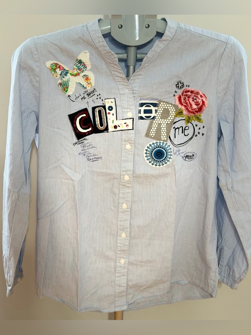 Desigual Embroidered Cotton Button-Up Shirt – Size L - Picture 2 of 9